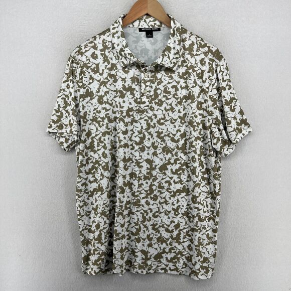 Michael Kors Other - MICHAEL KORS Shirt Men L Golf Polo Short Sleeve Floral Camo Performance Olive